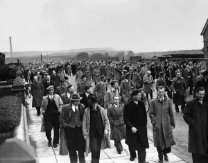 00035 Prints: Print of a Strike at Barrow Shipbuilding Yard in October 1943