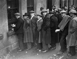 00035 Prints: Print of Welsh miners on strike at Nine Mile Point Colliery, Monmouthshire