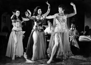 00036 Prints: Print of Two Housewives Belly Dancing at the Omar Khayyam restaurant