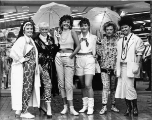 80s Fashion Models Prints: A group of models show of the latest eighties fashion