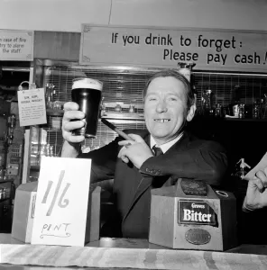 00039 Prints: Black and white photograph print of a drinking pub scene