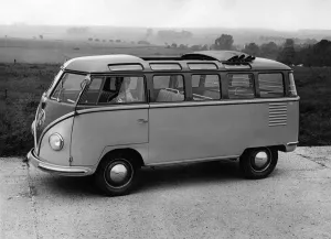 00041 Prints: 1955 Volkswagen Print, a black and white photograph of motors in Germany