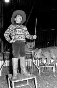 00043 Prints: 7-Year-Old Paul Collins in Lion Taming Print