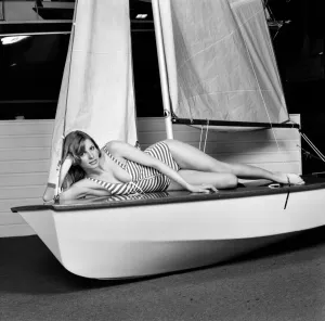 00043 Prints: Stephanie McLean Print - Sailboat Glamour Model January 1975