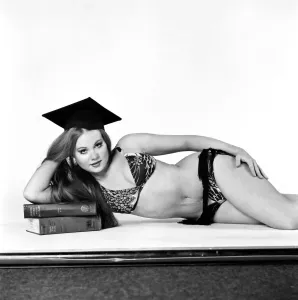 00043 Prints: 1970s Glamour Girl Maths Teacher Print