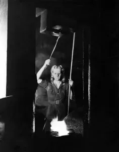 00044 Prints: World War II Women Print: Woman Operating a Power Hammer