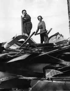 00044 Prints: World War II Women Print: Scrap Metal Salvagers, September 1942