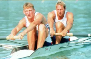 Prints of Olympic Games 1992 Barcelona Mathew Pinsent and Steve Redgrave win the coxless two man rowing competition 1st August 1992 0000to0099 Prints: Olympic Games 1992 Barcelona Print: Mathew Pinsent and Steve Redgrave Win Coxless Two