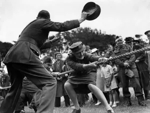 00045 Prints: Print of ATS women participating in a tug of war competition, August 1941