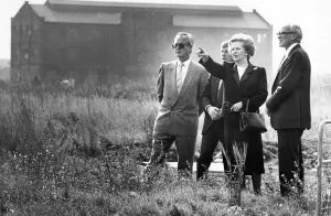 00047 Prints: Margaret Thatcher at Britannia Steelworks Print