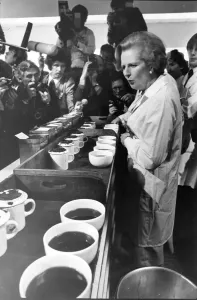 00047 Prints: Margaret Thatcher at Ringtons Tea Factory Print (00047)
