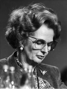 00048 Prints: Print of Margaret Thatcher at the Tory Conference, wearing glasses