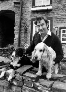 00052 Prints: Coronation Street actor Ernst Walder with dogs Print
