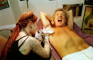 00054 Prints: Rod Stewart Gets Tattoo in Manhattan, June 21st, 1999 Print