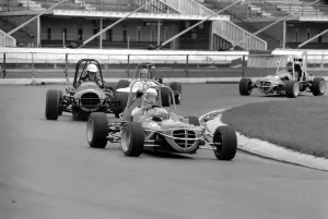 00055 Prints: Mini Grand Prix Print: Graham Hill at White City Stadium, March 1975