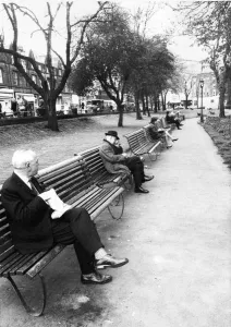 00055 Prints: Office Workers Enjoy Lunch in the Fresh Air Print (00055)