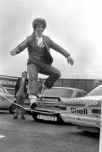 Britains Ex-Ski Champion Crashes at Brands Hatch, 1975 Print