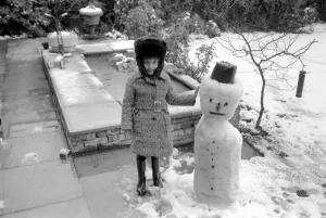 00058 Prints: March 1975 Snowman Print by Memory Lane Prints