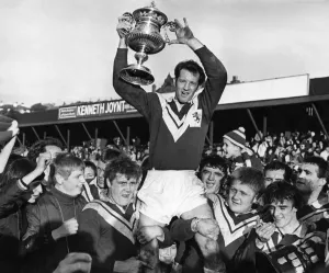 00059 Prints: Swinton Skipper Holds Challenge Cup Print, Circa 1965