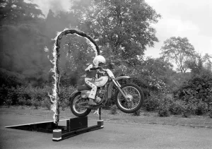 00062 Prints: Boy Stunt Rider: Darius Goodwin in Flames Print, June 1980