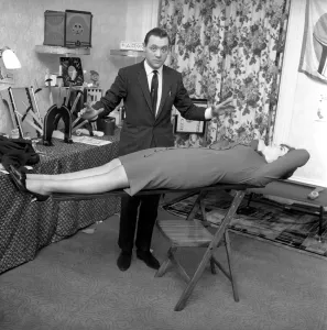 00062 Prints: Magician Bernard Hughes: Levitation Trick Print, April 1965