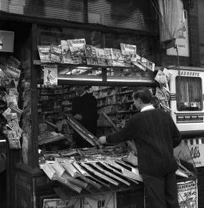 00069 Prints: Vintage Print of 1960s Sweetshop Scene