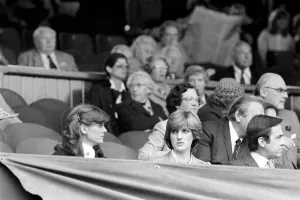00071 Prints: Lady Diana and Ex-King Constantine at Wimbledon Print 1981