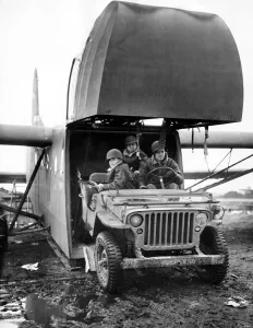00073 Prints: An American Waco glider containing a Willy jeep, Print