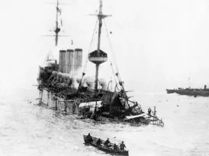 00073 Prints: Print of H.M.S. Hermes Sunk in the Straits of Dover, October 1914