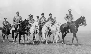 00073 Prints: Print of Tsar Nicholas II inspecting Russian troops in August 1914