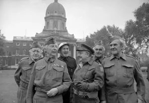 00075 Prints: Print of Dad's Army actors at Imperial War Museum exhibition, October 1974