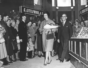 00077 Prints: 1958 Print of Princess Alexandra at Coventry Retail Market