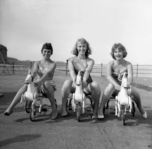 00082 Prints: Beauty Contest Winners on Toy Tri-Cycles Print 1959