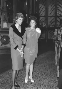 00084 Prints: Princess Diana and Sarah Ferguson at a 1988 Reception for the King of Norway Print
