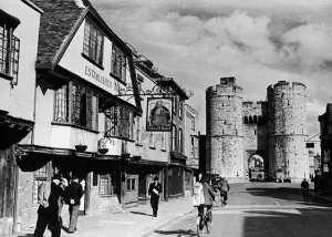 00086 Prints: The Falstaff Hotel Print, Canterbury West Gate Circa 1935