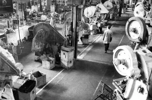 00086 Prints: Print of a 1972 shop floor in Wallsend, England