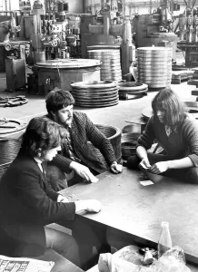 00086 Prints: Workmen Playing Cards at Leadgate Engineering Print 1972