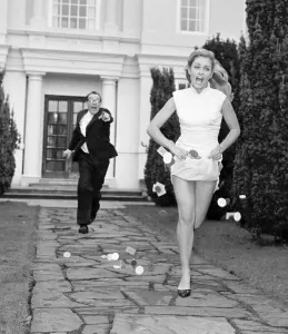 00089 Prints: Alexandra Bastedo Chased by Eric Morecambe Print 1965