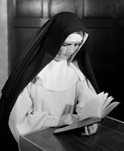 00090 Prints: 1950s Print of Nun Reading Book