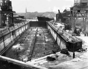 The 715-foot long dry dock at Swan Hunter print