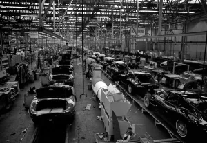 00096 Prints: E-Type Jaguar Assembly Line Print, Browns Lane Factory 1966
