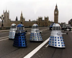 00098 Prints: Doctor Who Print: 1993 Photo of Daleks on Westminster Bridge