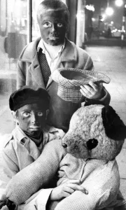 Vintage Fancy Dress Costumes Prints: These two boys in fancy dress are asking for a Penny For The Guy to get money for