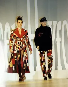 90s Fashion Models Prints: Smon Le Bon and wife Yasmin Le Bon model designs by Joe Casely Hayford