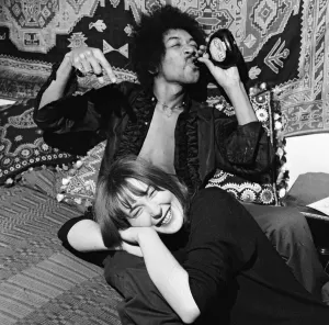 Jimi Hendrix and Kathy Etchingham in Mayfair Flat Print 1969