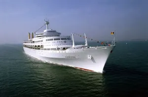 SS Canberra Leaves on First Voyage After Falklands Service Print