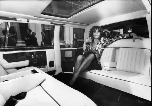 Classic Hollywood Glamour Shots Prints: Kate O Mara actress in the rear of a Silver Spur Limosine. October 1987