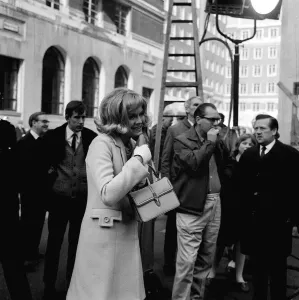 Entertainment In The 1960s Prints: Susannah York Actress, Mar 1966 feeling cold on location clutches a hot