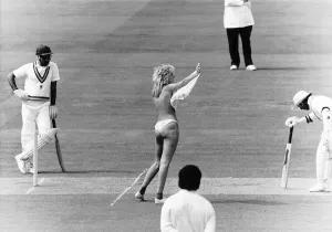 Lords Cricket Ground Prints: Streaker on the Field at Lords Print - England v India 1986