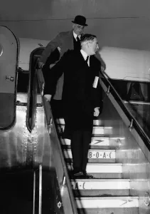 London Airport Arrivals Prints: Foreign Secretary Anthony Eden seen here returning to London Airport 1952